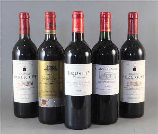 Three bottles of Chateau Berliquet, St. Emilion, 1997, one bottle of Grand Barrail Lamarzelle Figeac, St. Emilion, 2002,